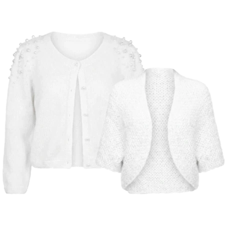 Braut Strickjacke und Braut Bolero, handgestrickt in Ivory